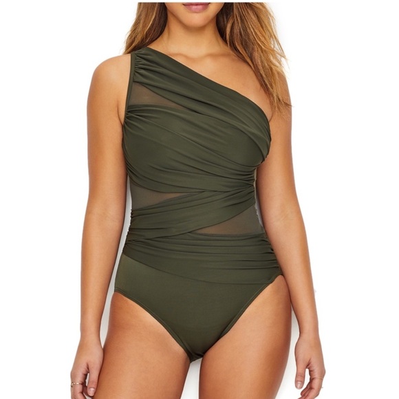 Like New miraclesuit Jena one shoulder bathing suit - Picture 1 of 7